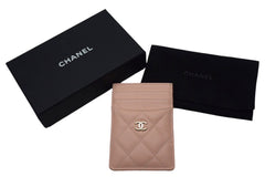 Very Good Condition CHANEL Card Case Random Number Coco Mark Caviar Skin Quilted Pink Used 4c067788
