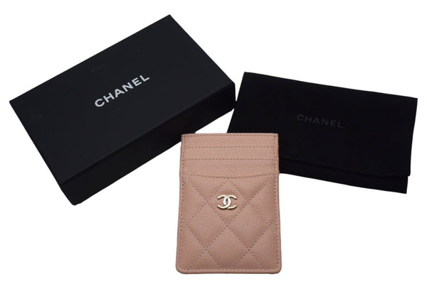Very Good Condition CHANEL Card Case Random Number Coco Mark Caviar Skin Quilted Pink Used 4c067788