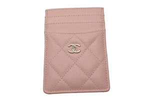 Very Good Condition CHANEL Card Case Random Number Coco Mark Caviar Skin Quilted Pink Used 4c067788