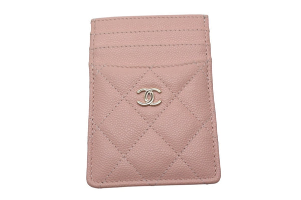Very Good Condition CHANEL Card Case Random Number Coco Mark Caviar Skin Quilted Pink Used 4c067788