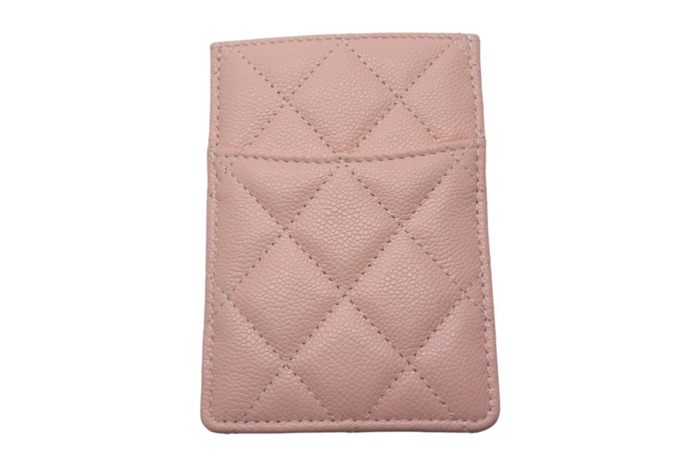 Very Good Condition CHANEL Card Case Random Number Coco Mark Caviar Skin Quilted Pink Used 4c067788
