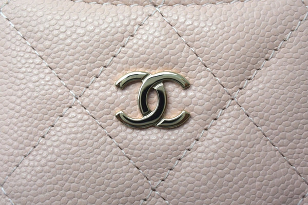 Very Good Condition CHANEL Card Case Random Number Coco Mark Caviar Skin Quilted Pink Used 4c067788