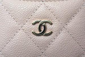 極美品 CHANEL シャネル カードケース ランダム番台 ココマーク キャビアスキン キルティング ピンク 中古 4c067788