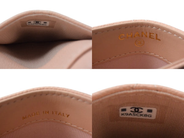 Very Good Condition CHANEL Card Case Random Number Coco Mark Caviar Skin Quilted Pink Used 4c067788