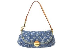 LouisVuitton ルイヴィトン ミニプリーティ ハンドバッグ M95050 モノグラムデニム ゴールド金具 ブルー 美品 中古 4c067815lv