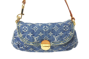 LouisVuitton ルイヴィトン ミニプリーティ ハンドバッグ M95050 モノグラムデニム ゴールド金具 ブルー 美品 中古 4c067815lv