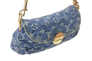 LouisVuitton ルイヴィトン ミニプリーティ ハンドバッグ M95050 モノグラムデニム ゴールド金具 ブルー 美品 中古 4c067815lv