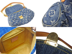 LouisVuitton ルイヴィトン ミニプリーティ ハンドバッグ M95050 モノグラムデニム ゴールド金具 ブルー 美品 中古 4c067815lv