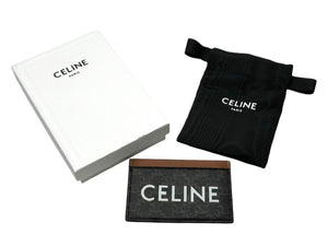 CELINE セリーヌ カードケース トリオンフキャンバス ラムスキン ロゴ 10b70-2cly-04lu ブラウン 美品 中古 4c067826