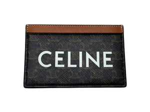 CELINE セリーヌ カードケース トリオンフキャンバス ラムスキン ロゴ 10b70-2cly-04lu ブラウン 美品 中古 4c067826