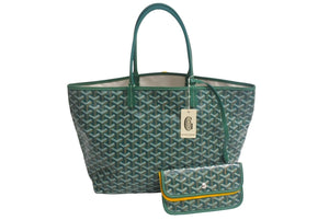 新品未使用 GOYARD ゴヤール サンルイPM トートバッグ STLOUIPMLTY09CL09P PVC レザー ヘリンボーン グリーン 中古 4c067830