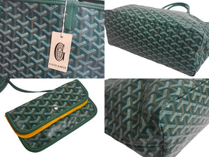 新品未使用 GOYARD ゴヤール サンルイPM トートバッグ STLOUIPMLTY09CL09P PVC レザー ヘリンボーン グリーン 中古 4c067830