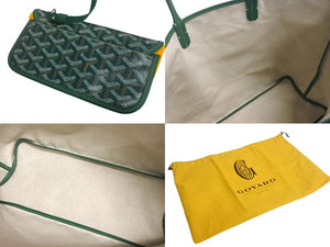 新品未使用 GOYARD ゴヤール サンルイPM トートバッグ STLOUIPMLTY09CL09P PVC レザー ヘリンボーン グリーン 中古 4c067830