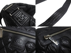 CHANEL シャネル コココクーン マトラッセ ショルダーバッグ A48616 14番台 ナイロン ブラック シルバー金具 美品 中古 4c067846