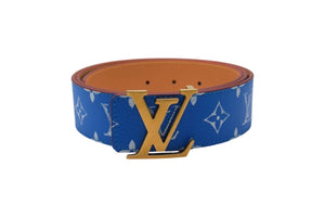 新品未使用 LouisVuitton ルイヴィトン ベルト LV イニシャル 40MM リバーシブル M8460V ブルー ホワイト 中古 4c067856