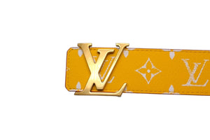 新品未使用 LouisVuitton ルイヴィトン ベルト LV イニシャル 40MM リバーシブル M8458V イエロー ホワイト 中古 4c067857