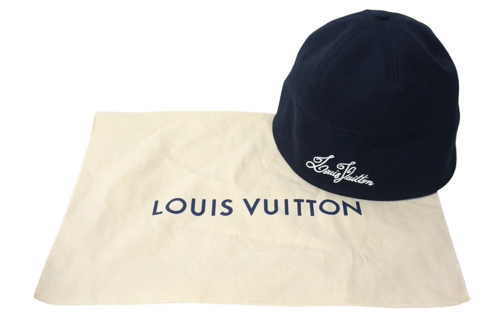 新品未使用品 LouisVuitton ルイヴィトン セーラーハット 帽子 M7499L イタリア製 コットン ブラック ホワイト 中古 4c067858