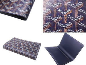 極美品 GOYARD ゴヤール Grenelle グルネル パスポートケース カードケース PVCコーティングキャンバス ネイビー 中古 4c067860