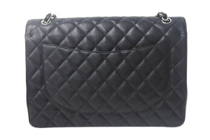 CHANEL シャネル シングルフラップ チェーンショルダーバッグ デカマトラッセ 33cm 15番台 キャビアスキン ブラック 美品 中古 4c067868