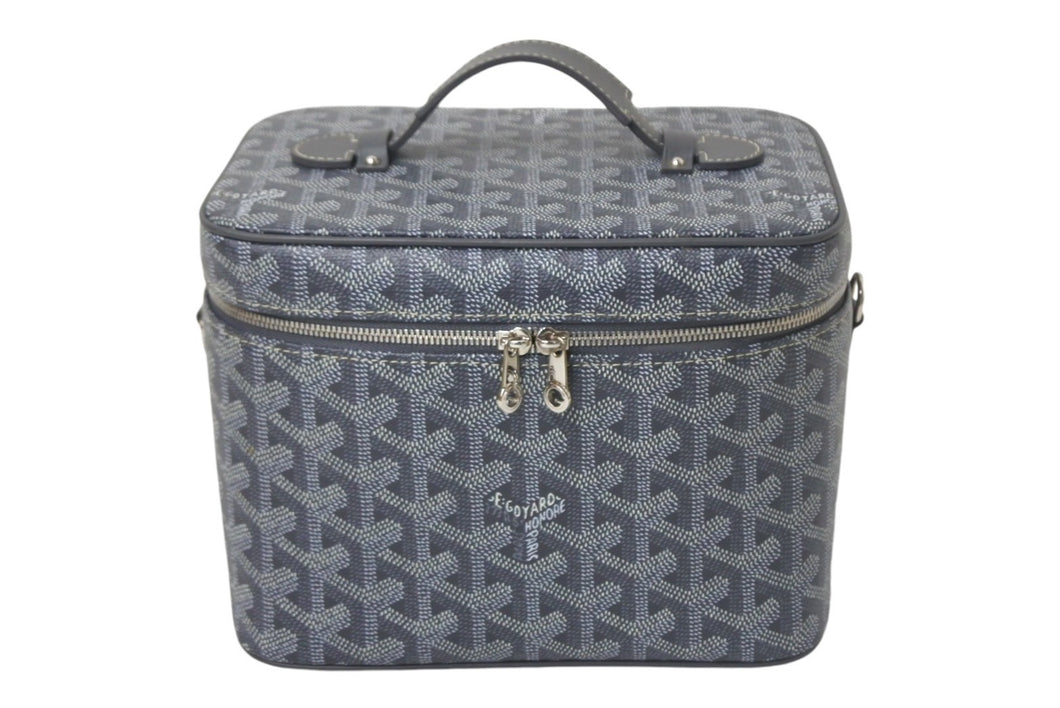 新品同様 GOYARD ゴヤール ミューズ ヴァニティ ケース グレー PVC バニティバッグ ロゴ 化粧品入れ シルバー金具 中古 4c067870