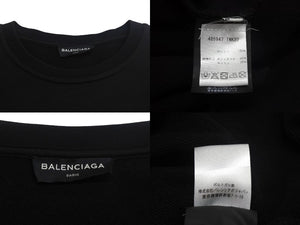 BALENCIAGA バレンシアガ スウェット 長袖 トップス 485947 TWK22 刺繍 コットン サイズXS ブラック イエロー 美品 中古 4c067880