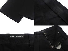 画像をギャラリービューアに読み込む, BALENCIAGA バレンシアガ デニムパンツ 23AW DOUBLE TROUSERS 767983 XSサイズ ブラック 美品 中古 4c067885