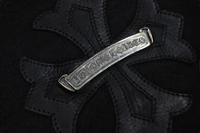 画像をギャラリービューアに読み込む, CHROME HEARTS クロムハーツ スウェットパンツ スクロールラベルCH クロスレザーパッチ 2214-304-9000 Lサイズ ブラック 美品 中古 4c067886