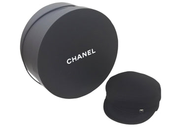 極美品 CHANEL シャネル エレガントキャスケット 帽子 ココマーク コットン ブラック シルバー サイズS 中古 4c067890