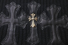 画像をギャラリービューアに読み込む, CHROME HEARTS クロムハーツ ビーニー ニット帽 クロスパッチ カシミヤ ブラック 美品 中古 4c067891