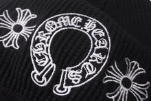 画像をギャラリービューアに読み込む, CHROME HEARTS クロムハーツ ビーニー サーマル ニット帽 2238 304 2209 ホースシュー アメリカ製 コットン ブラック 美品 中古 4c067892