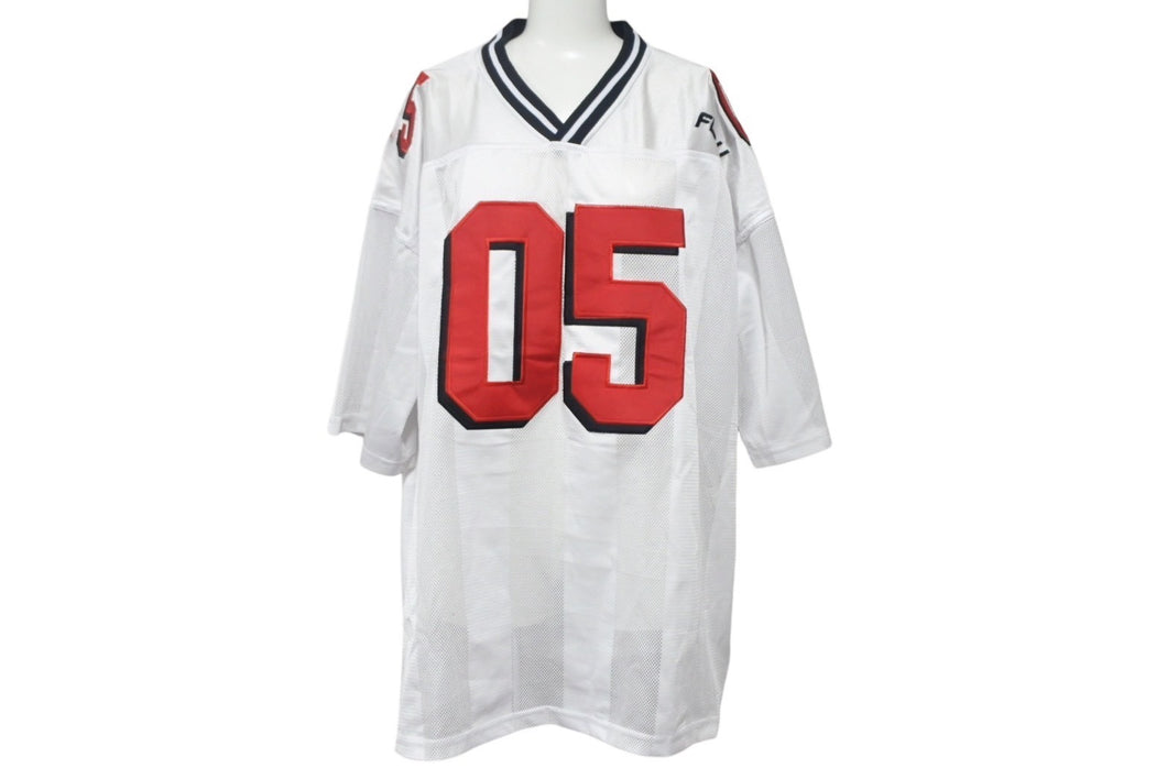 FUBU フブ フットボール ジャージ 半袖Tシャツ KOREA製 メッシュ ホワイト レッド ブラック Lサイズ 中古 4c067895