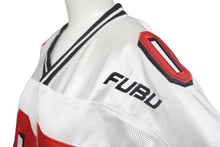 Load image into Gallery viewer, FUBU フブ フットボール ジャージ 半袖Tシャツ KOREA製 メッシュ ホワイト レッド ブラック Lサイズ 中古 4c067895