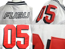 Load image into Gallery viewer, FUBU フブ フットボール ジャージ 半袖Tシャツ KOREA製 メッシュ ホワイト レッド ブラック Lサイズ 中古 4c067895