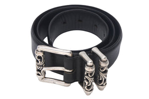 CHROME HEARTS クロムハーツ 3ピース ケルティックローラーベルト レザー シルバ−925 サイズ30 美品 中古 4c067896