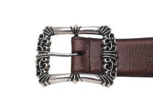 Chrome Hearts クロムハーツ フィリグリー OTJ ベルト レザー シルバー925 ブラウン サイズ34 美品 中古 4c067898