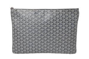 GOYARD ゴヤール セナGM クラッチバッグ グレー ゴヤールディンキャンバス シルバー金具 SENAT2GMLTY07CL07P 美品 中古 4c067911