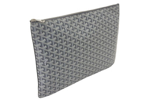 GOYARD ゴヤール セナGM クラッチバッグ グレー ゴヤールディンキャンバス シルバー金具 SENAT2GMLTY07CL07P 美品 中古 4c067911