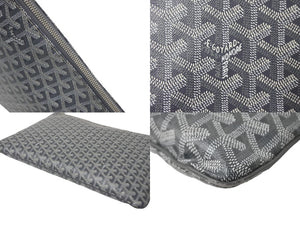 GOYARD ゴヤール セナGM クラッチバッグ グレー ゴヤールディンキャンバス シルバー金具 SENAT2GMLTY07CL07P 美品 中古 4c067911