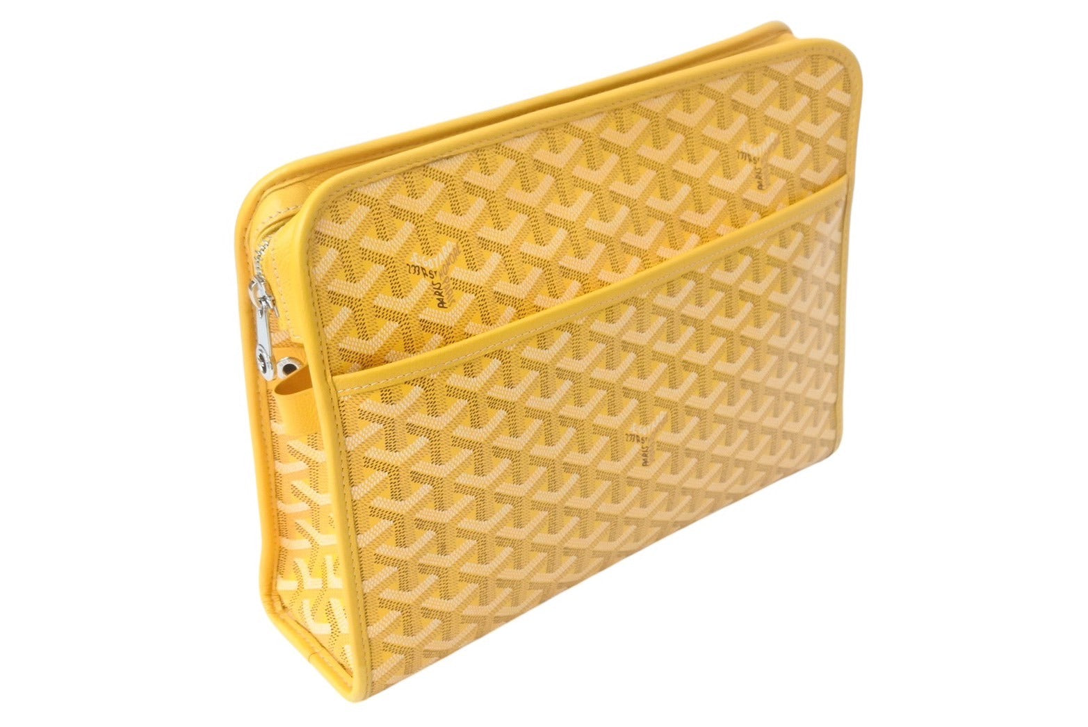 GOYARD ゴヤール ジュバンスMM ポーチ クラッチバッグ ゴヤールディンキャンバス カーフスキン イエロー 美品 中古 4c067912 –  Casanova Vintage