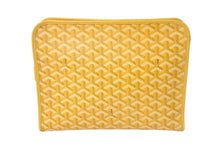 画像をギャラリービューアに読み込む, GOYARD ゴヤール ジュバンスMM ポーチ クラッチバッグ ゴヤールディンキャンバス カーフスキン イエロー 美品 中古 4c067912