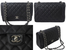 Load image into Gallery viewer, CHANEL シャネル マトラッセ30 チェーンショルダーバッグ 18番台 キャビアスキン Wフラップ ブラック シルバー金具 美品 中古 4c067942