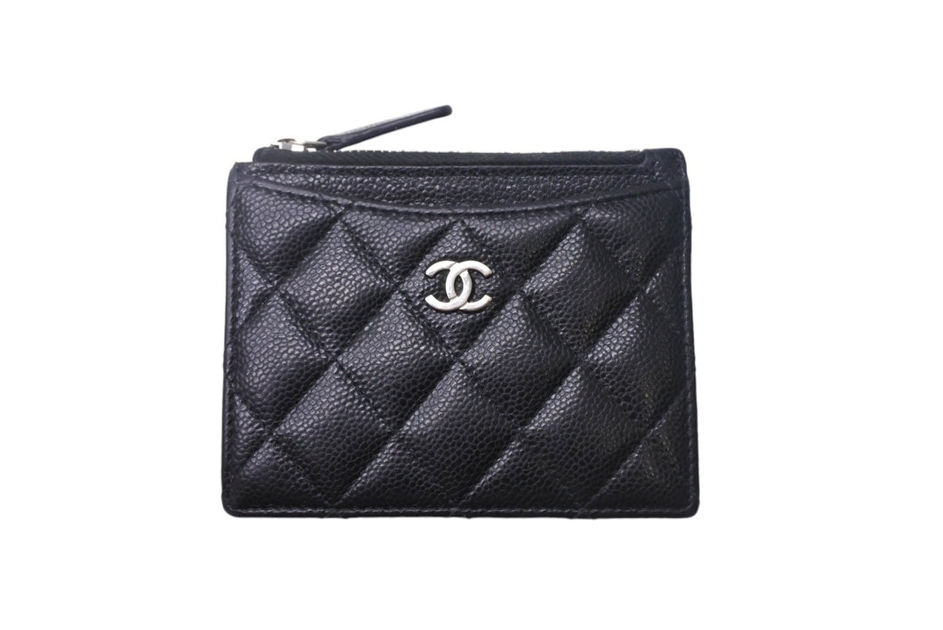 CHANEL シャネル カードケース コインケース 30番台 ココマーク スペイン製 ブラック シルバー金具 美品 中古 4c067946