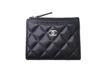 画像をギャラリービューアに読み込む, CHANEL シャネル カードケース コインケース 30番台 ココマーク スペイン製 ブラック シルバー金具 美品 中古 4c067946