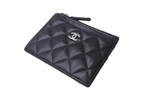 CHANEL シャネル カードケース コインケース 30番台 ココマーク スペイン製 ブラック シルバー金具 美品 中古 4c067946