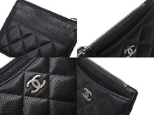 Load image into Gallery viewer, CHANEL シャネル カードケース コインケース 30番台 ココマーク スペイン製 ブラック シルバー金具 美品 中古 4c067946