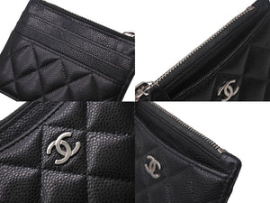 CHANEL シャネル カードケース コインケース 30番台 ココマーク スペイン製 ブラック シルバー金具 美品 中古 4c067946