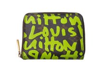画像をギャラリービューアに読み込む, LOUIS VUITTON ルイヴィトン ジッピーコインパース コインケース M93709 モノグラム グラフィティ PVC ブラウン グリーン 美品 中古 4c067954