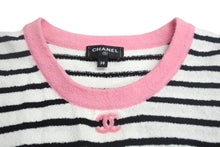 Load image into Gallery viewer, 極美品 CHANEL シャネル 半袖 トップス ココマーク ボーダー柄 サイズ38 P77055K11124 ホワイト ブラック ピンク 中古 4c067962