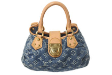 Load image into Gallery viewer, LOUIS VUITTON ルイヴィトン モノグラムデニム プリ―ティ ハンドバッグ ブルー ゴールド金具 M95020 美品 中古 4c067973