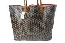 Load image into Gallery viewer, 新品未使用 Goyard ゴヤール サンルイXXL トートバッグ ヘリンボーン PVCコーティングキャンバス レザー ブラック ブラウン 中古 4c067981